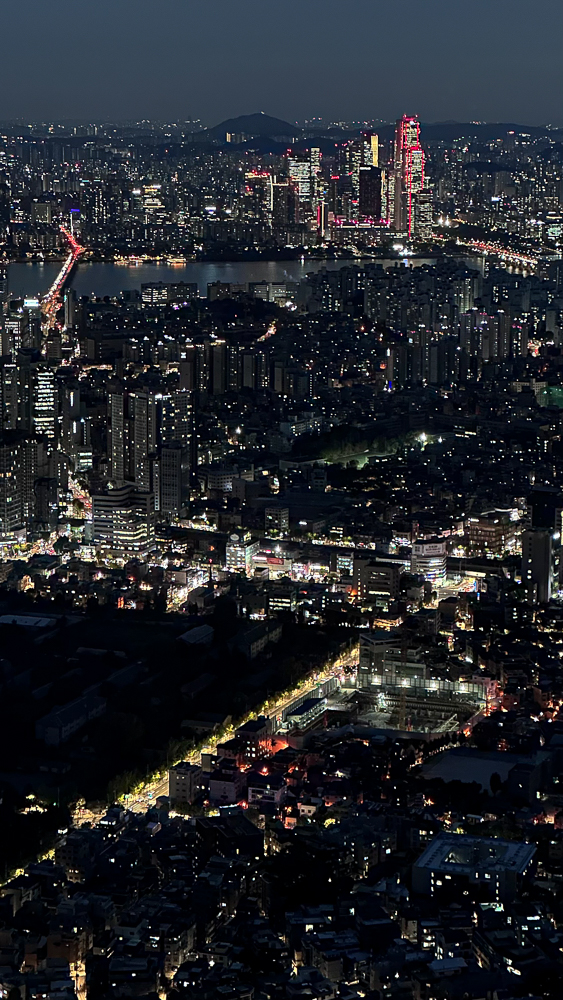 Seoul, vista panoramica dall'alto dalla Namsan Tower.