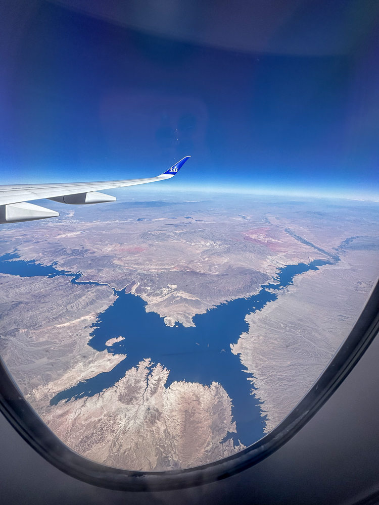 SaS, Scandinavian, vista dal finestrino sorvolando gli stati uniti d'America. 